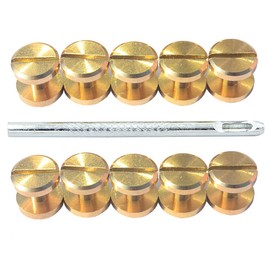 DGOL 12 Pairs Brass Backscrews with Hole Punch Golden Leather Fasteners Sturdy Binding Rivets Belt Strap Collar Back Screws Length (0.158 inch)