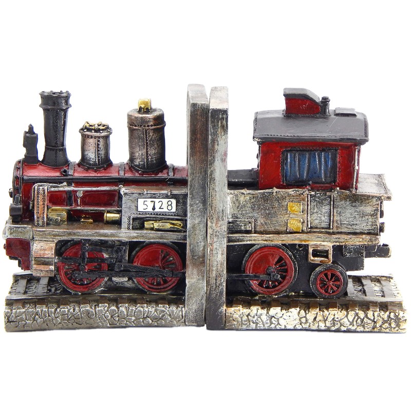Bellaa 20928 Train Bookends Steam Locomotive Engine 6 Inch