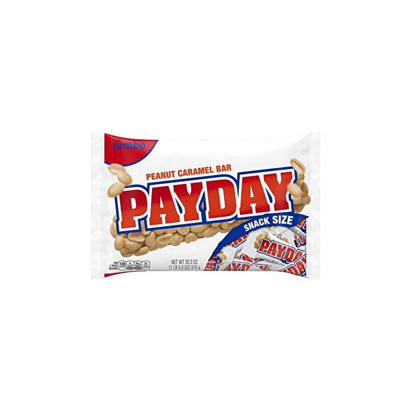 Hershey's Payday Peanut Caramel Snacksize Candy Bar Jumbo Bag, 20.3