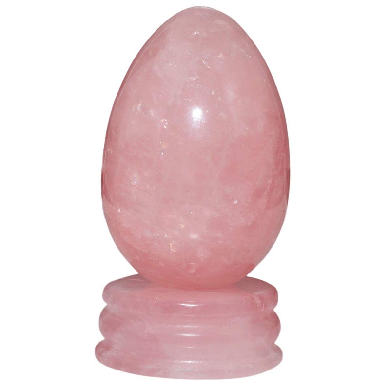 Nupuyai Rose Quartz Crystal Egg Gemstone with Stand, Healing Stone
