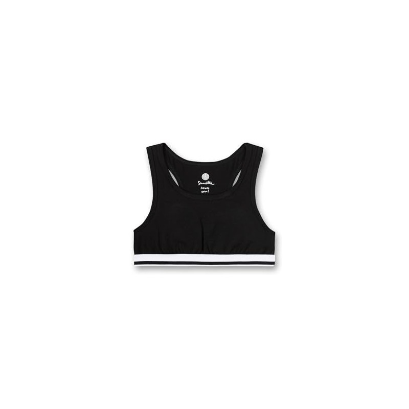 Sanetta Bustier Schwarz Reggiseno Sportivo, Super Black, 140 cm Bambina