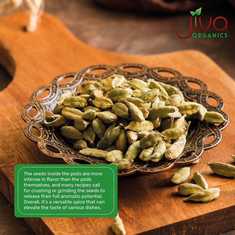 Jiva Organic Green Cardamom Pods Whole - Non-GMO, Premium Quality,