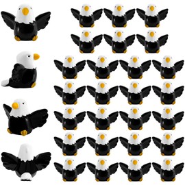 MKAWPOLA 30 Pcs Mini Resin Bald Eagle Tiny Small Patriotic Bald Eagle Figurine Miniature Garden Decor,Bald Eagle Toy Figure for Independence Day Party Outdoor Lawn Garden
