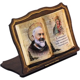 KUSTOM ART Dog Kennel for Father Pio Type Libricino Printed on Wood Foldable with Inserts Hot Gold Ornament 14.5 x 10 cm