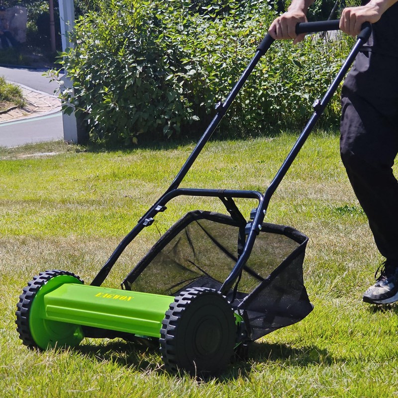 EAGWON 14-Inch 5-Blade Manual Push Reel Lawn Mower Cordless, with