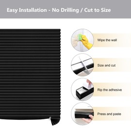 Paper Blinds Temporary Window Blinds Light Filtering No Drill Stick on Cut to Size Cordless Self Adhesive Pleated Shades for Kitchen Bathroom Windows Doors (1, Black, WxH 24x59 in)