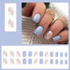 KTAABTR Blue Press on Nails Short Square Fake Nails with