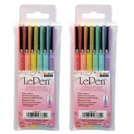 Marvy Uchida LePen Micro-Fine Point Pen, Pastel, 6 Per Pack, 2 Packs