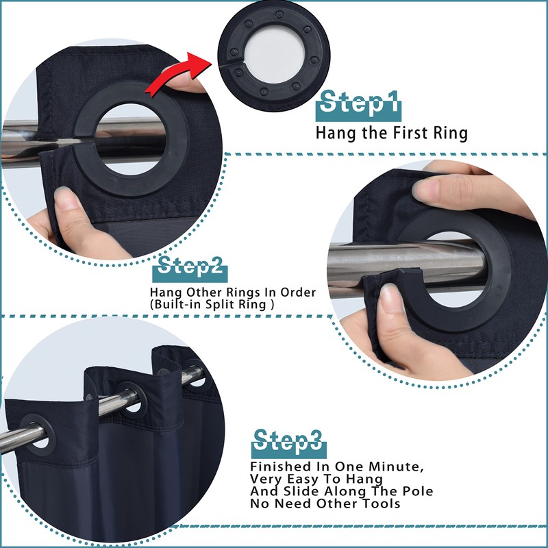 Conbo Mio No Hook Shower Curtain with Snap in Liner