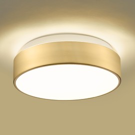 AUTELO 2-Light Close to Ceiling Light Fixture, 11 inch Frosted Glass Shade Flush Mount Ceiling Light Fixture in Antique Brass Finish, E26 Socket for Living Room Hallway Bedroom C3312 BRZ