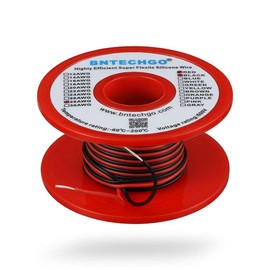 BNTECHGO 28 Gauge Silicone Wire Spool Red and Black Each 50ft 2 Separate Wires Flexible 28 AWG Stranded Tinned Copper Wire