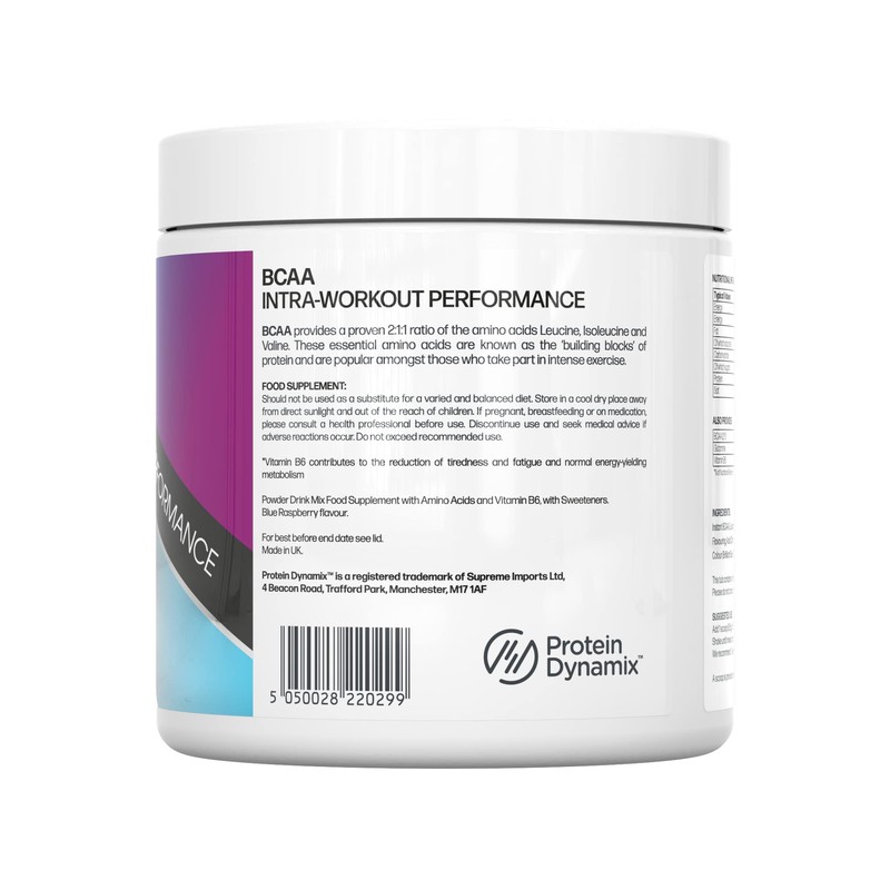 Protein Dynamix BCAA Intra Workout Amino Acid 200g Blue Raspberry