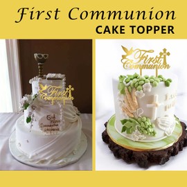 INDKOPVA - Decoración para tartas de primera comunión, acrílico, reutilizable, para bautizo