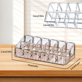 EKIND 12スロット口紅ホルダー、リップグロスディスプレイラック、ネイルポリッシュ透明オーガナイザー、化粧品マネージャー、ドレッシングテーブル用透明メイク収納ボックス