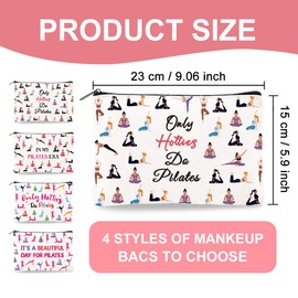Doodlream 4Pcs Canvas Pilates Teacher Appreciation Gifts Makeup Bag - 23 x 15 cm Only Hotties Do Pilates Cosmetic Bags Travel Organizer Portable Accessories with Zipper, Purse Organizer Pouches