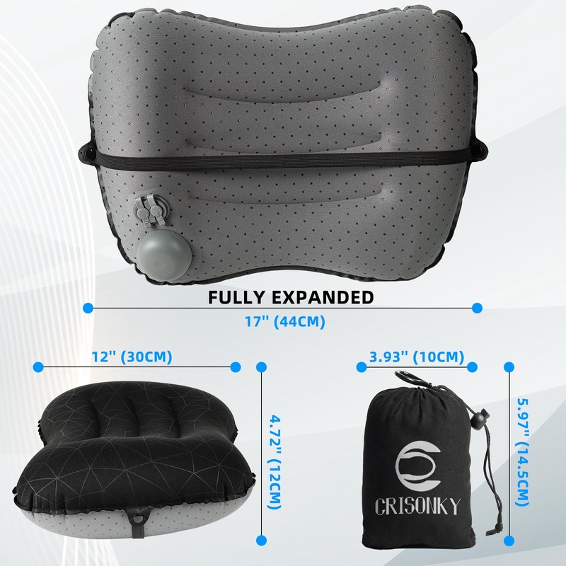 Camping Pillow with Built-in Pump - Inflatable Pillow - Travel