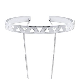 BERRICLE Fashion Layered Choker Necklace for Women, Silver-Tone