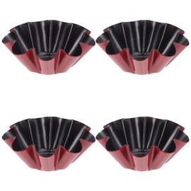 Angoily Carbon Steel Tart Mould – Set of 4 Flower Shaped Pastry Tartlets Ideal for and Cakes – Dimension 6.6 x 6.6 x 2.6 cm