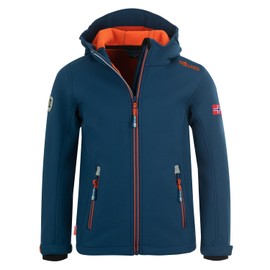 Trollkids Trollfjord children's softshell jacket (Trollfjord) - Mystical Blue/Orange Plain, size: 104