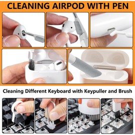20 in 1 Multifunctional Cleaner Kit fit for Electronic Devices, Keyboard Cleaning Kit, Versatile Computer Screen Cleaning Brush Tool for Smartphone,Earbuds Camera Monitor Tablet (White)