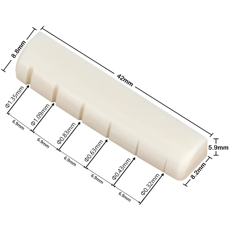 42mm Guitar Bone Nut Pre-Slotted Bone Nuts for 6 String
