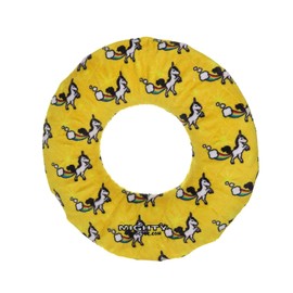 MIGHTY- NO Stuff Ring - Yellow - Squeaky Plastic Core. 2-in-1 Toy. Made Durable, Strong & Tough. Interactive Play Dog Toy (Tug, Toss & Fetch). It Floats.