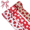 WADORN 3 Rolls 13 Yards Heart Love Burlap Wired Ribbon,