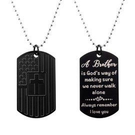 uuyann Always remember I love you Motivational American Dog Tag Brother Necklace Inspirational Gifts for Brother from Sister