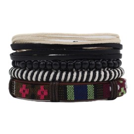 Scddboy Mix 4 Wrap Bracelets for Mens,Hemp Cords Wood Beads Ethnic Tribal Bracelets