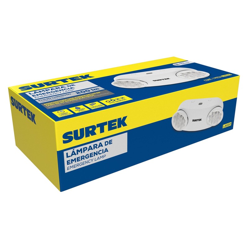 Surtek LAE20 Lámpara de LED comercial recargable, para emergencia 200