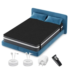 Grounding Mat for Bed Conductive Carbon Fiber PU Leather Earth Connected Bed Mat with Grounding Plug Adapter,Cords,Bracelet (54x78 Inch)