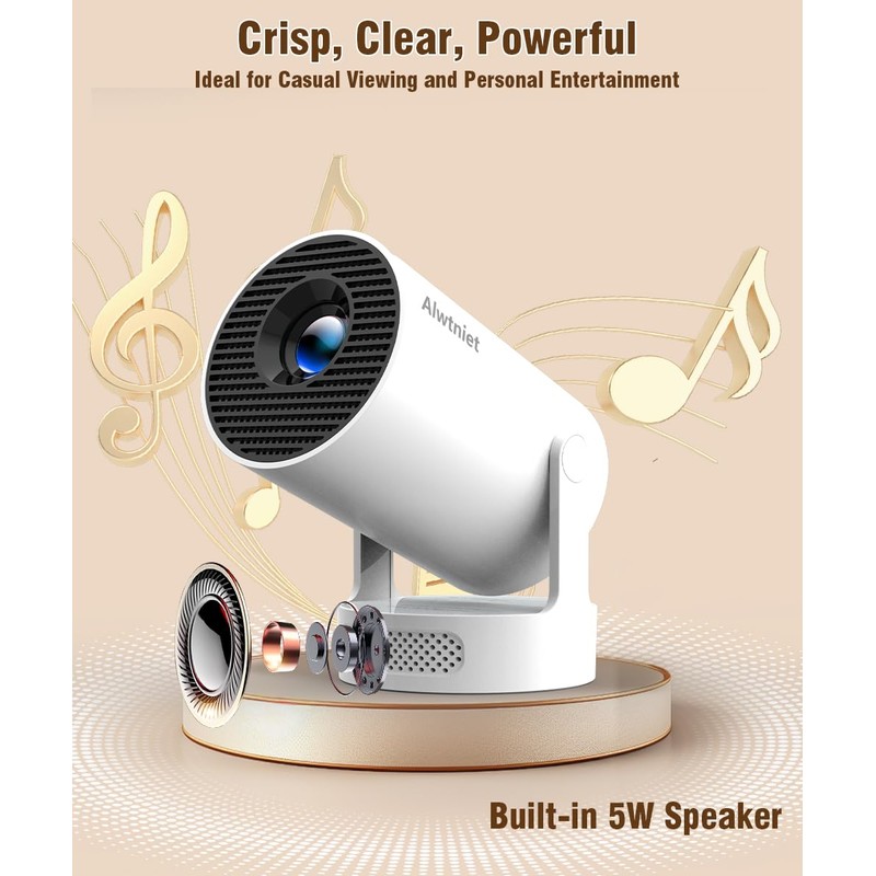 Alwtniet Intelligent Projector Supports Connection with Mobile Phones and Computers