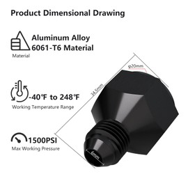 APIELE APIELE 10AN Female to 6AN Male Flare Aluminum Black Hose Fitting Adapter (GMJT-10AN-6AN-1PCS)