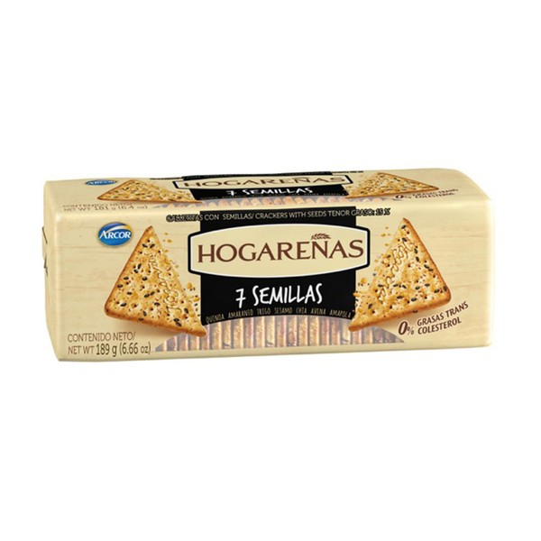 Arcor Hogareñas 7 Semillas Wholegrain Crackers with Seeds Quinoa, Amaranth,  Wheat, Sesame,  Chia, Oats & Poppy, 189 g / 6.6 oz (pack of 3)