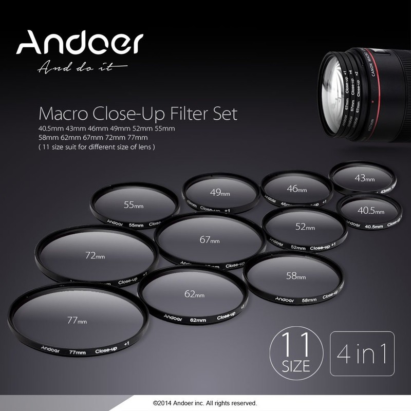 Andoer® 67mm Macro Close-Up Filter Set with Pouch Close-up Lens