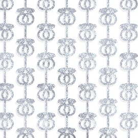 Beeveer 2 Pcs Bachelorette Party Decorations Glitter Silver Diamond Ring Foil Curtain, Tinsel Photo Backdrop for Engagement Party Decorations Bridal Shower Decor Wedding Decor Proposal Supplies