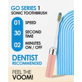 Voom Sonic Go 1 Series - Cepillo de dientes eléctrico recargable con pilas | Recomendado por dentista, cuidado oral portátil, temporizador de 2 minutos, diseño ligero | cerdas de nailon Dupont suave