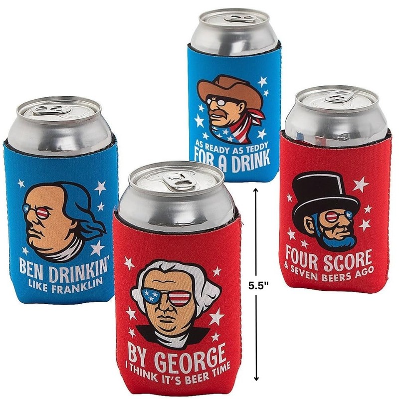 Fun Express Patriotic Faces Koozies for Cans 12 Pack -