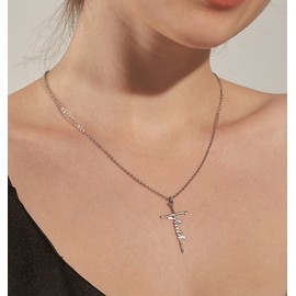 Lcherry Grateful Cross Pendant Necklace Stainless Steel Religious Jewelry for Women