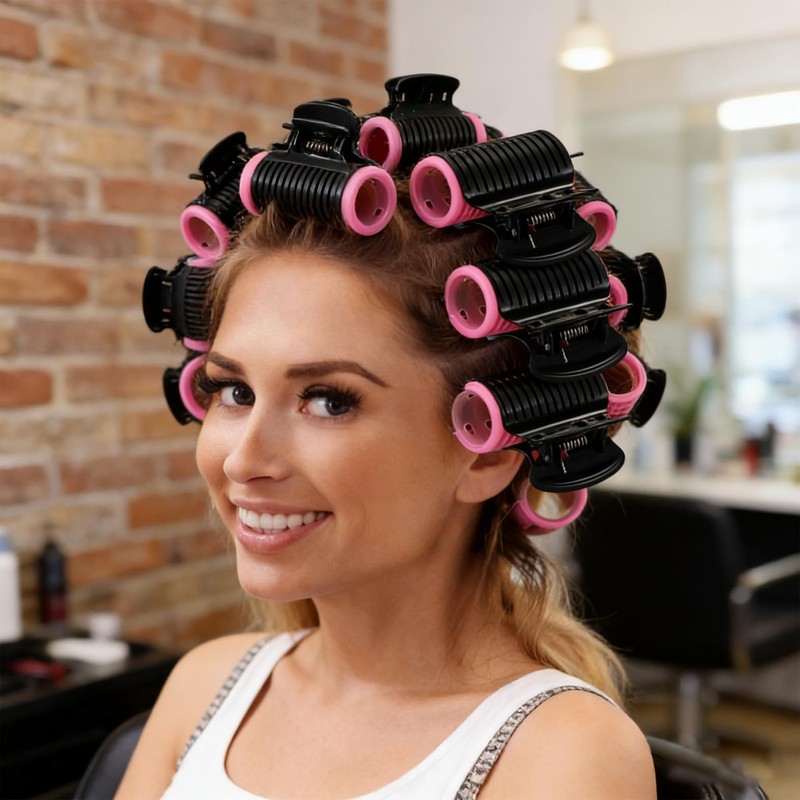 12 Piece Curling Iron With Clip, Hot Rolled Roller Clip,