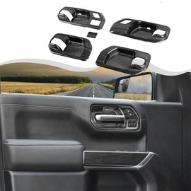 HTHE Inner Door Handle Bowl Cover Compatible with 2019-2022 Chevy Silverado/for GMC Sierra (Black Wood)