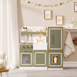 Teamson Kids - Versailles Deluxe Classic Play Kitchen - Olive Green