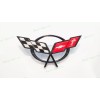 AUTO 1PC Black Front Bumper Cross Flags Emblem Badge Fit