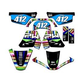 1990-2025 PW 50 Serape Black Senge Graphics Complete Kit with Rider I.D. Compatible with Yamaha
