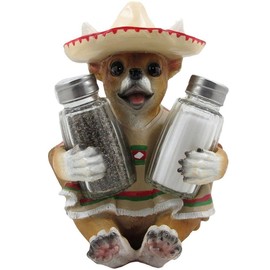 Animal, Bird, Western, Wild Life, Biker, Farm, Chef, Day of Dead Polyresin Salt and Pepper Shaker Set Home Kitchen Diniing Select Yours (Chihuahua With Hat)