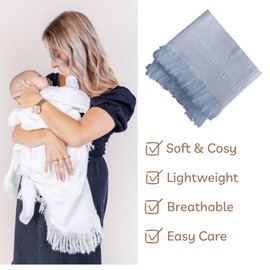 Luxurious Baby Boys & Girls Shawl - Baby Blanket for Newborn, Infants and Toddlers, Ultra-Soft, Breathable & Warm – Acrylic Baby Shawl Ideal for Swaddling, Stroller, Pram or Crib, Blue