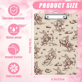 Western Cowboy Clipboard,Decorative Clip Board with Metal Clip Cute Plastic Clipboards A4 for Nurses, Students, Office（Standard Size 8.5" x 12.6"）