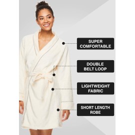TAHARI Womens Honeycomb Plush Robe, Womens Robes Knee Length, Womens Bathrobe, Short Robes for Women (Ivory, X-Large)