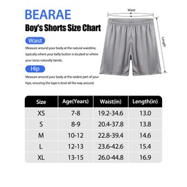 BEARAE Boys Athletic Shorts with Pockets, Quick Dry Performance Basketball Shorts, Active Shorts with Drawstring, 4 Pack Black+dark Gray+light Gray+blue, 7-8