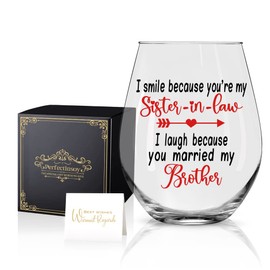 Perfectinsoy Sister Funny Wine Glass with Gift Box, Sister in Law Gifts for Sister in Law Women Soul Sister Big Sister Little Sister Birthday Bride Bridal Shower Engagement Party Wedding Christmas